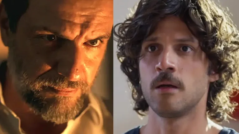 Molina (à esquerda), com olhar desafiador; Mavi (à direita) acuado em Mania de Você.