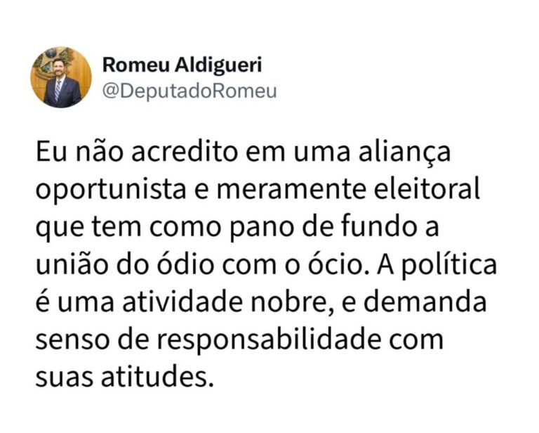 Romeu Aldigueri critica possível aliança entre União Progressista e PL - Cn7