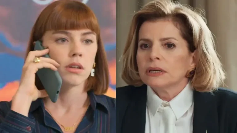Solange ao telefone (à esquerda) e Odete (à direita) em Vale Tudo.