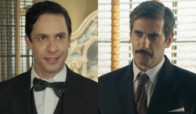 Celso (Rainer Cadete) e Araújo (Flávio Tolezani) em Êta Mundo Melhor (Foto: Reprodução/TV Globo)
