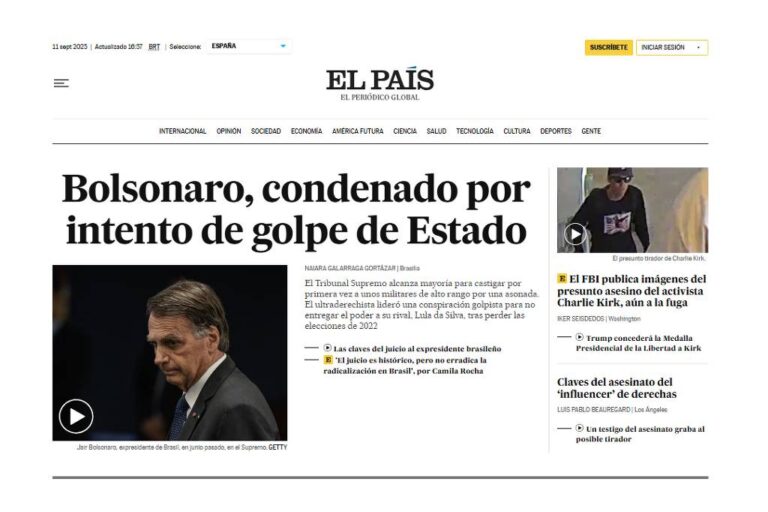 A imagem é uma captura de tela do site do jornal